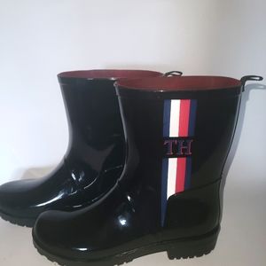 Tommy Hilfiger Women's Striped Calf High Rubber Rain Boots